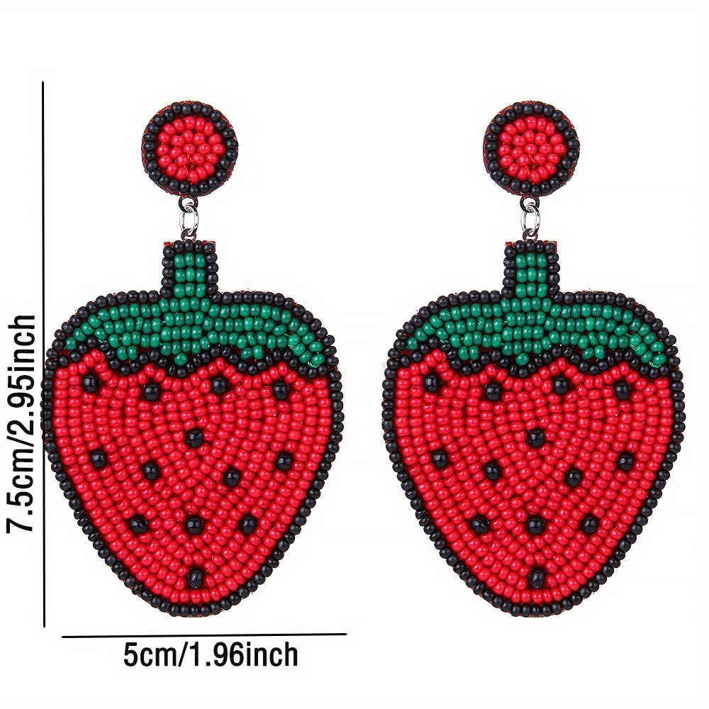 Bohemian Seed Beads Woven Fruit Pendant Earrings for Women Fashion Jewelry GIft