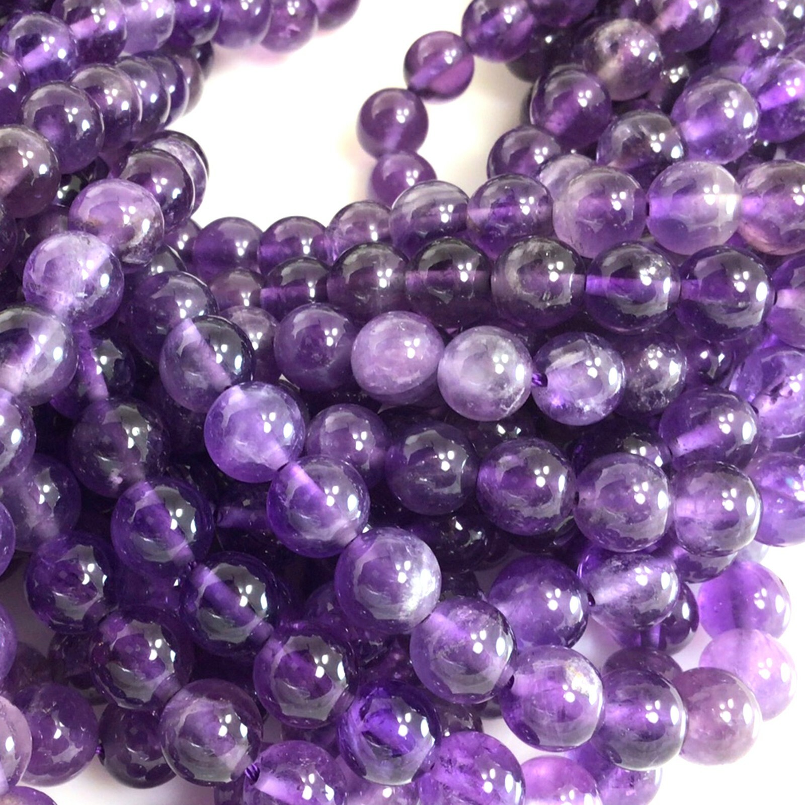 Natural Gemstones Purple Amethyst Round Loose Beads 15″ 4mm 6mm 8mm 10mm 12mm