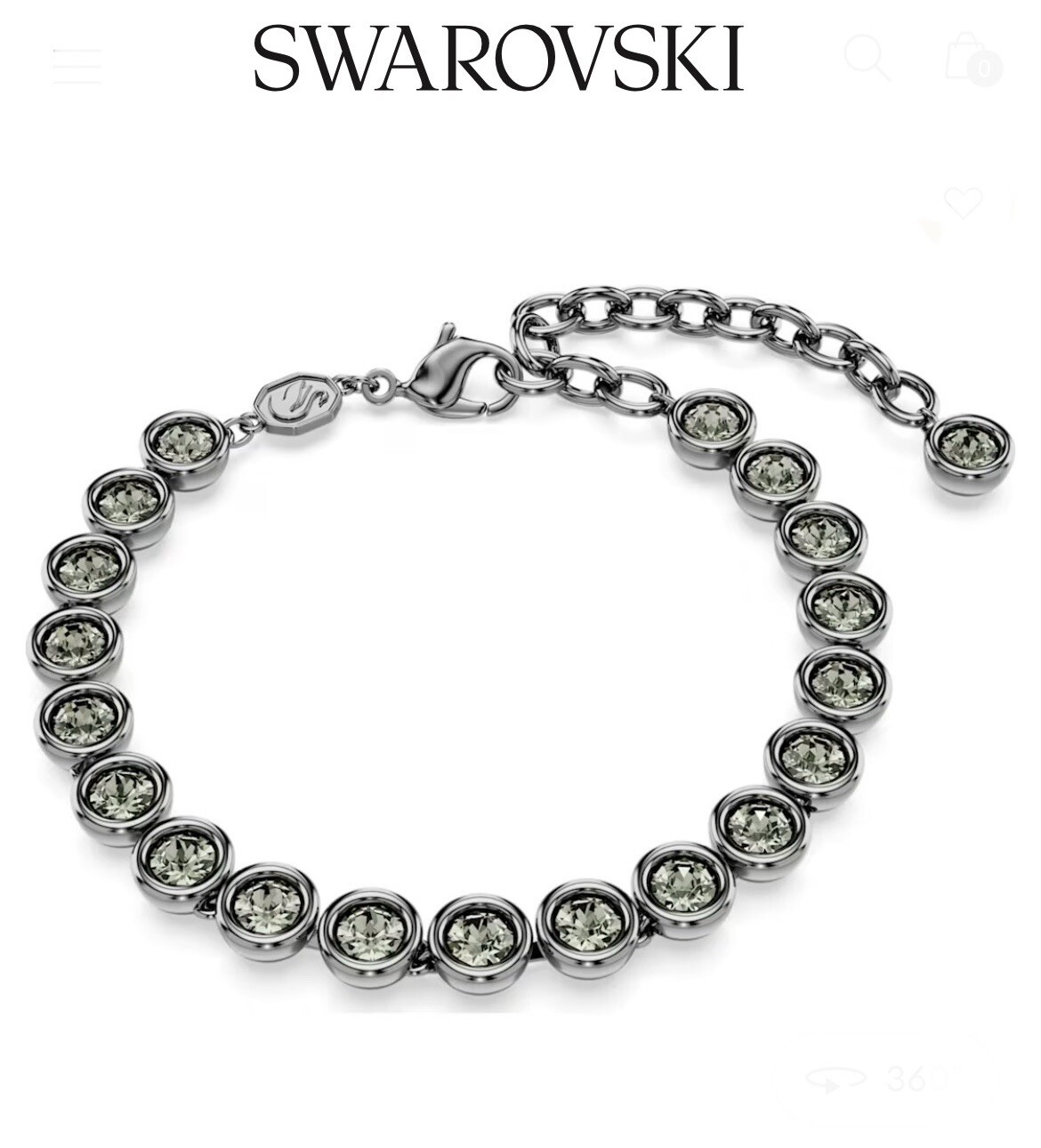 New 100% SWAROVSKI Imber Tennis Bracelet Round cut, Black, Ruthenium 5682666