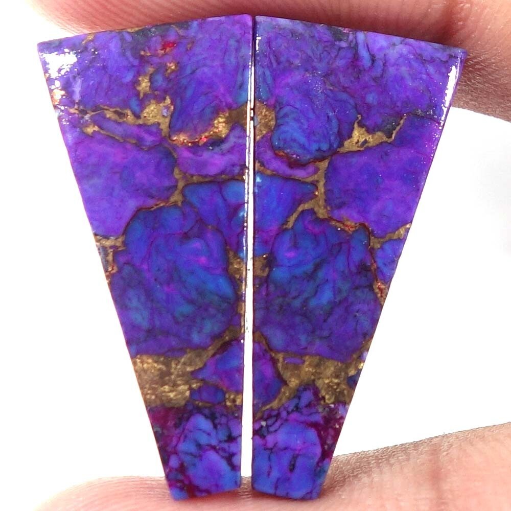 20.50 Cts Treated Purple Copper Turquoise Pair Fancy Cabochon Loose Gemstone
