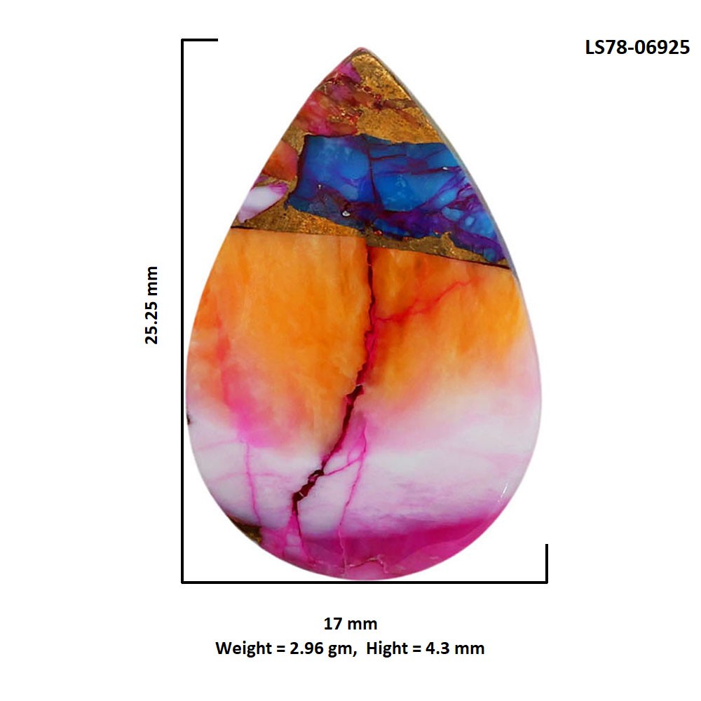 Natural Kingman Orange Dahlia Turquoise 17×25.25×4.3 mm Pear Gemstone LS78-06925