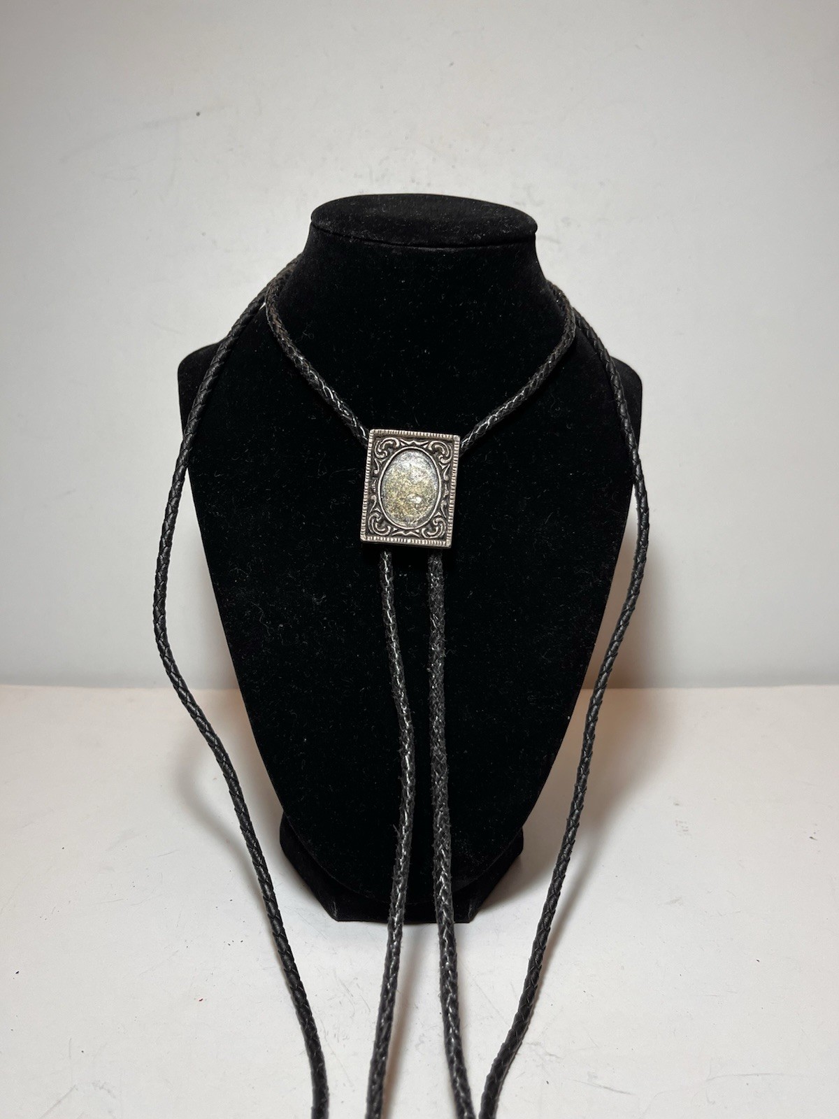 Set/2 Woven Leather Bolo Ties Diff Lengths 2 Tones Repair Needed
