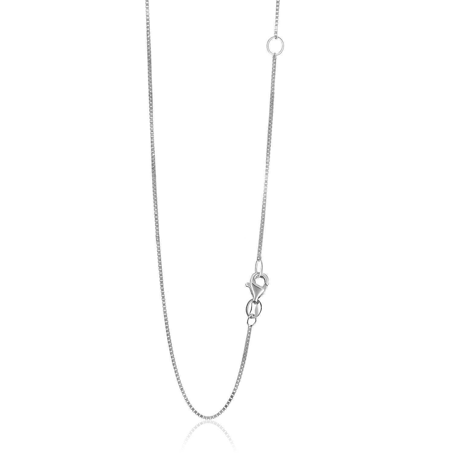14k White Gold Adjustable Box Chain 0.8mm Width 18″-20″ Inch Length Necklace