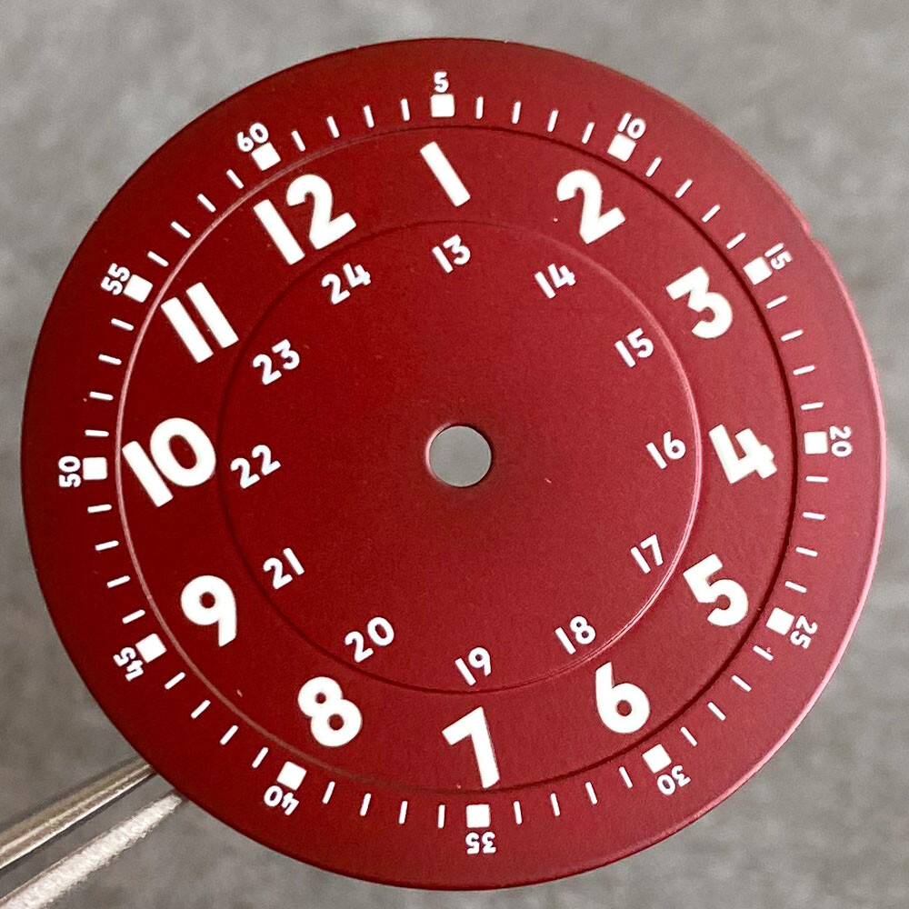 Brownish Red Field Watch Dial 29mm Luminous Marks Fit NH35 NH36 NH38 ETA 2824 PT
