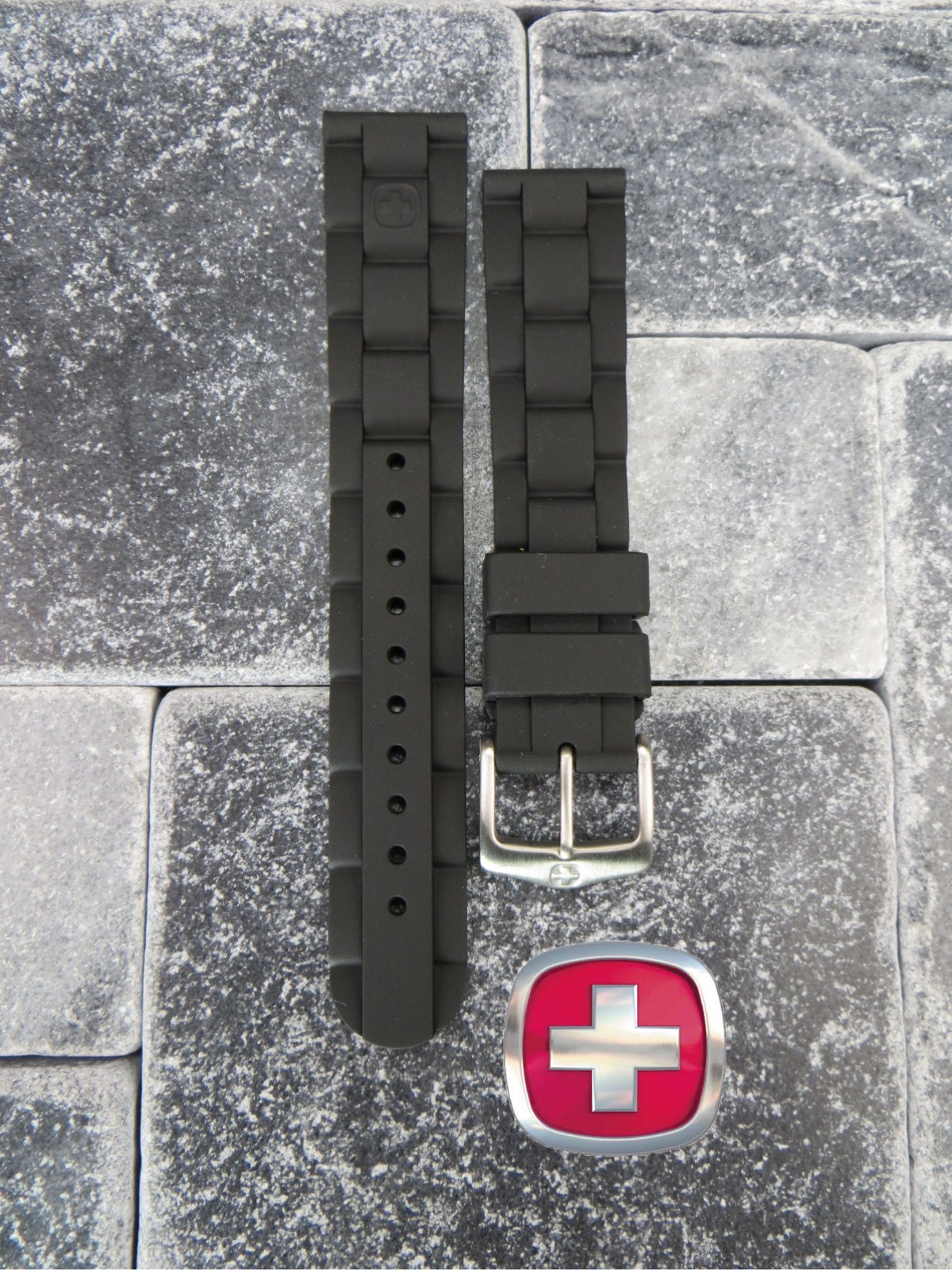New Victorinox Swiss Army Rubber Strap Black Diver Watch Band 20mm 19mm X1