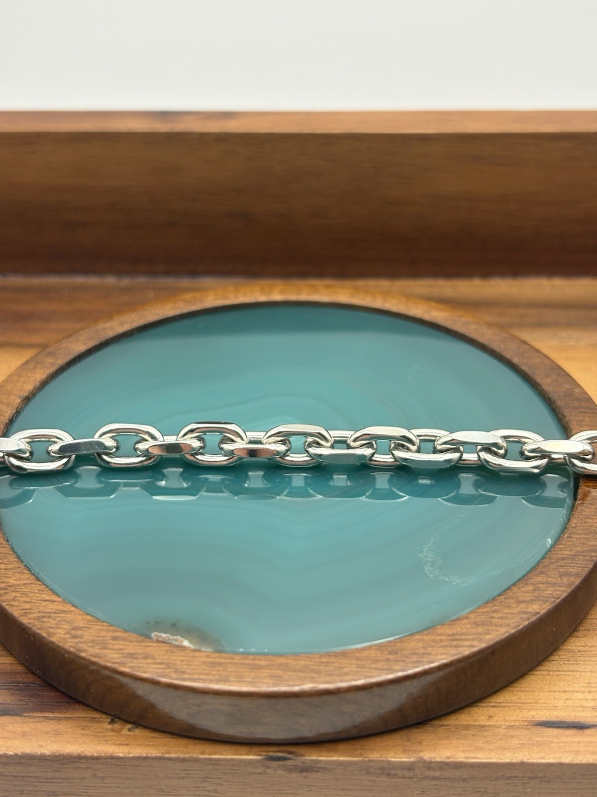 6MM STERLING SILVER CABLE ANCHOR LINK CHAIN BRACELET 7 INCH 17.4G RHODIUM 925