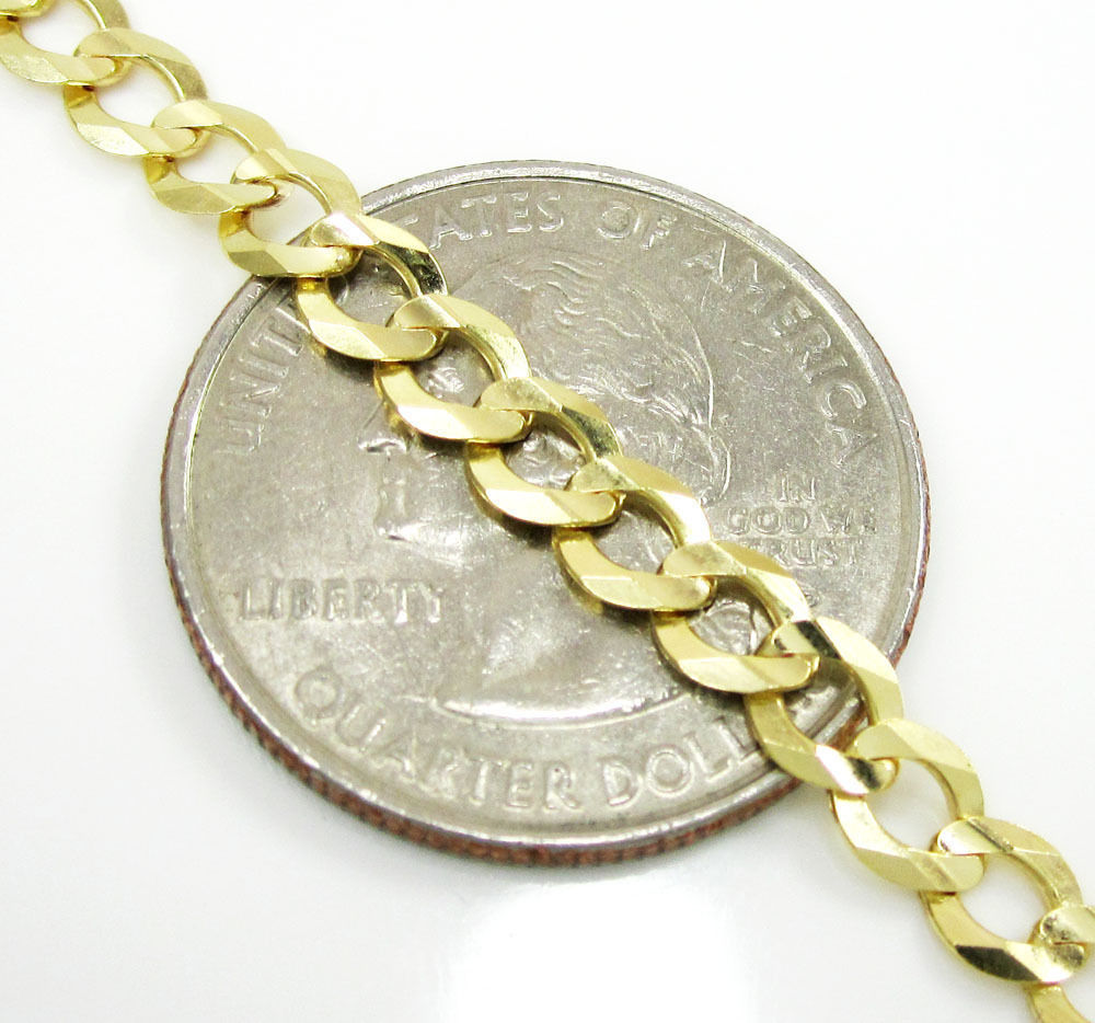 4.90 Grams 4.5mm 8.5″ Mens 10k Yellow Gold Franco Curb Cuban Miami Bracelet