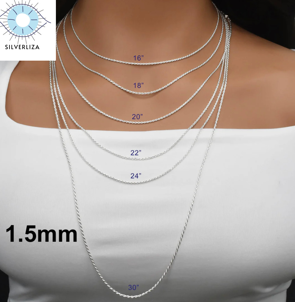 925 Sterling Silver Diamond Cut Rope Chain Necklace .925 Italy All Sizes