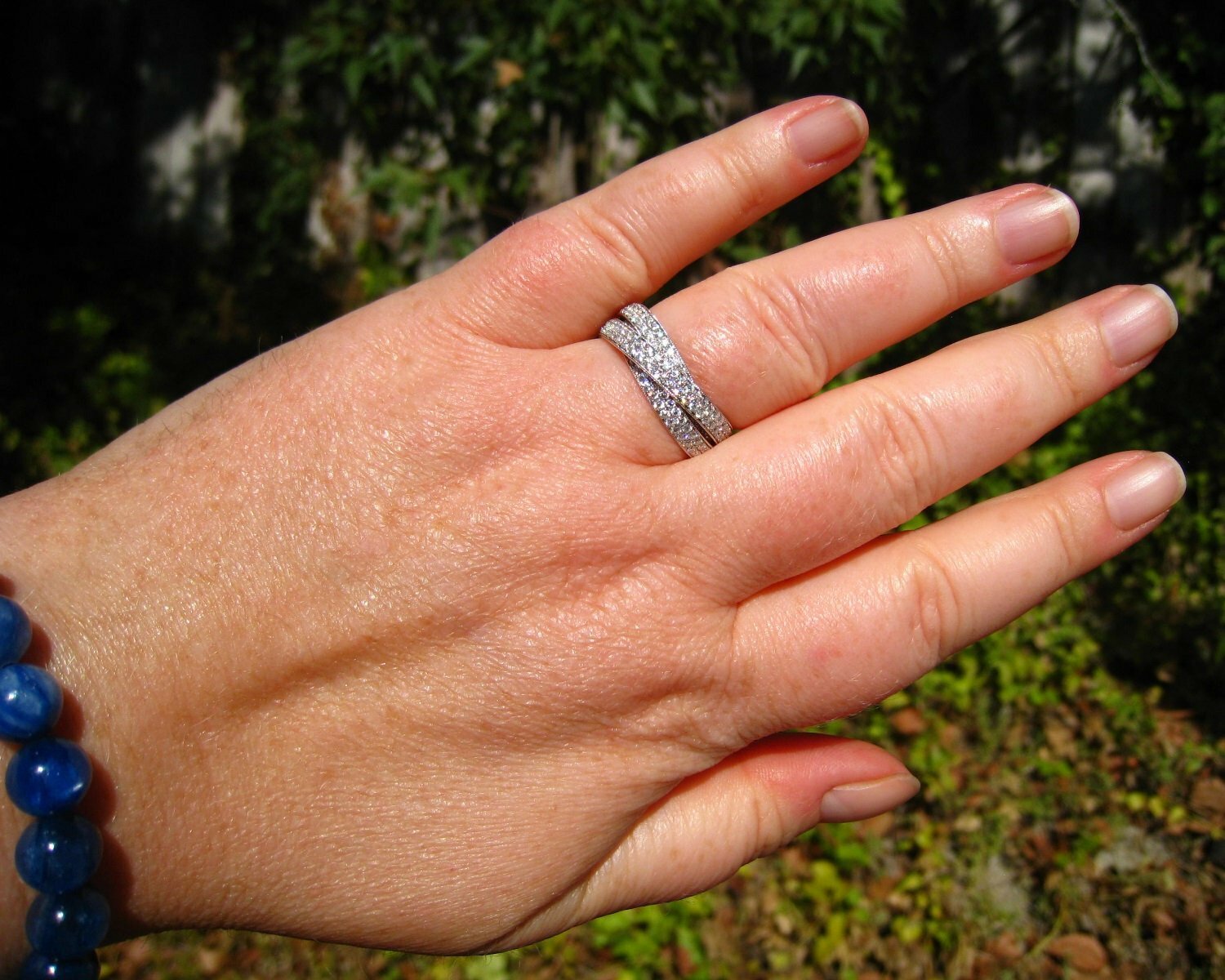 1Ct White Round CZ Engagement Wedding Overlapped Ring 925 Sterling Silver