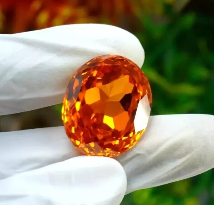 Zircon 90+ Ct Natural Orange EGL Certified Cambodian Oval Cut Loose Gemstone
