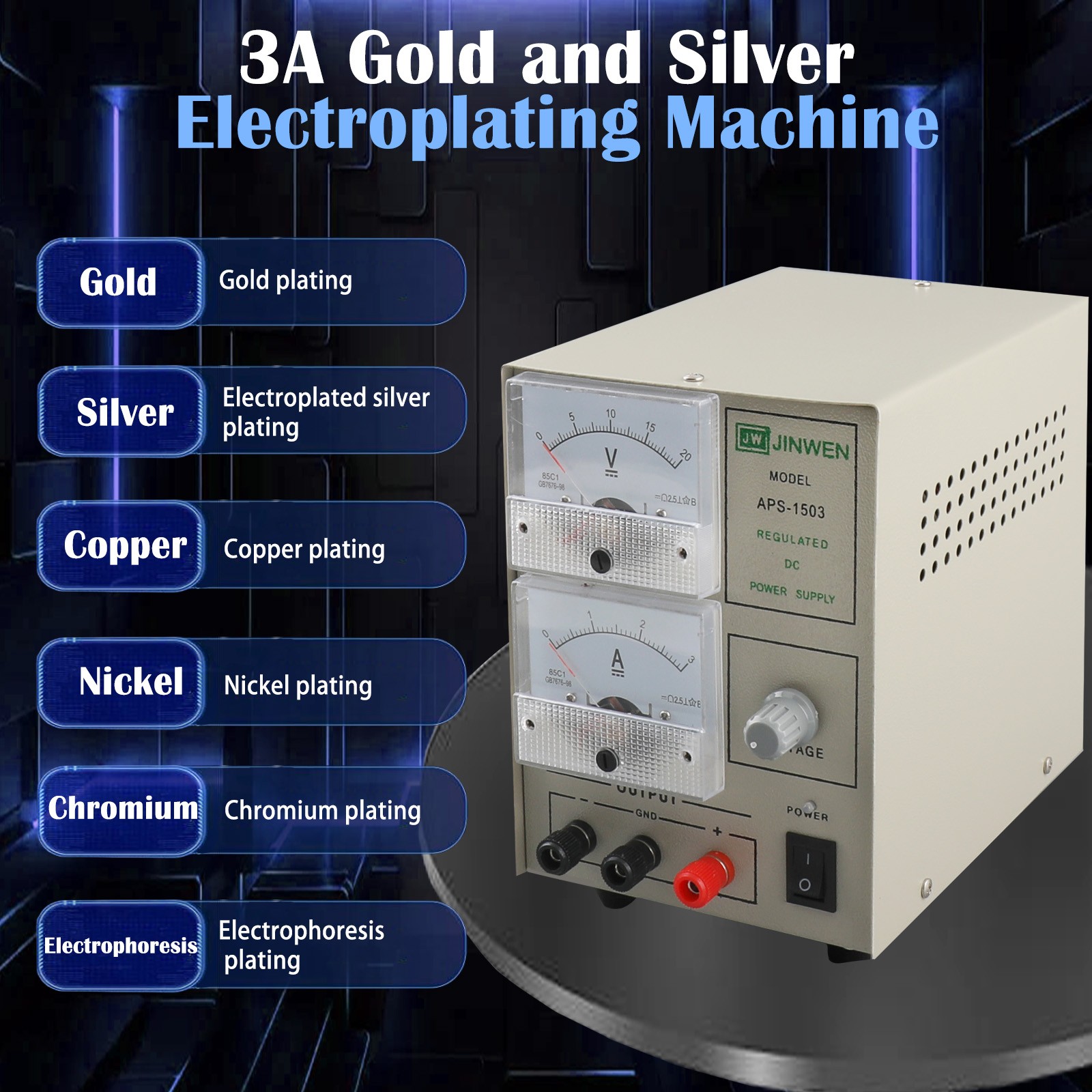 Gold Platinum Silver Plating Machine Jewelry Electroplating Rectifier Kit 110V