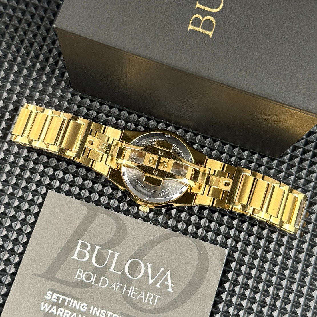 Bulova Millennia Chronograph Gold Stainless Steel Black Dial 97A183 Men’s Watch