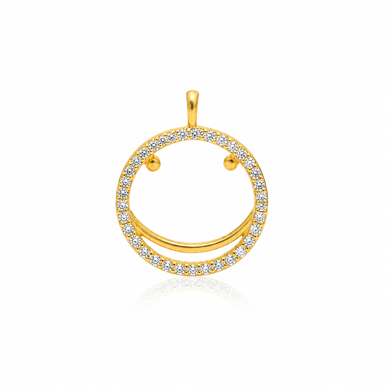 Gold Plated Open Circle Pendant 925 Sterling Silver Necklace for Women