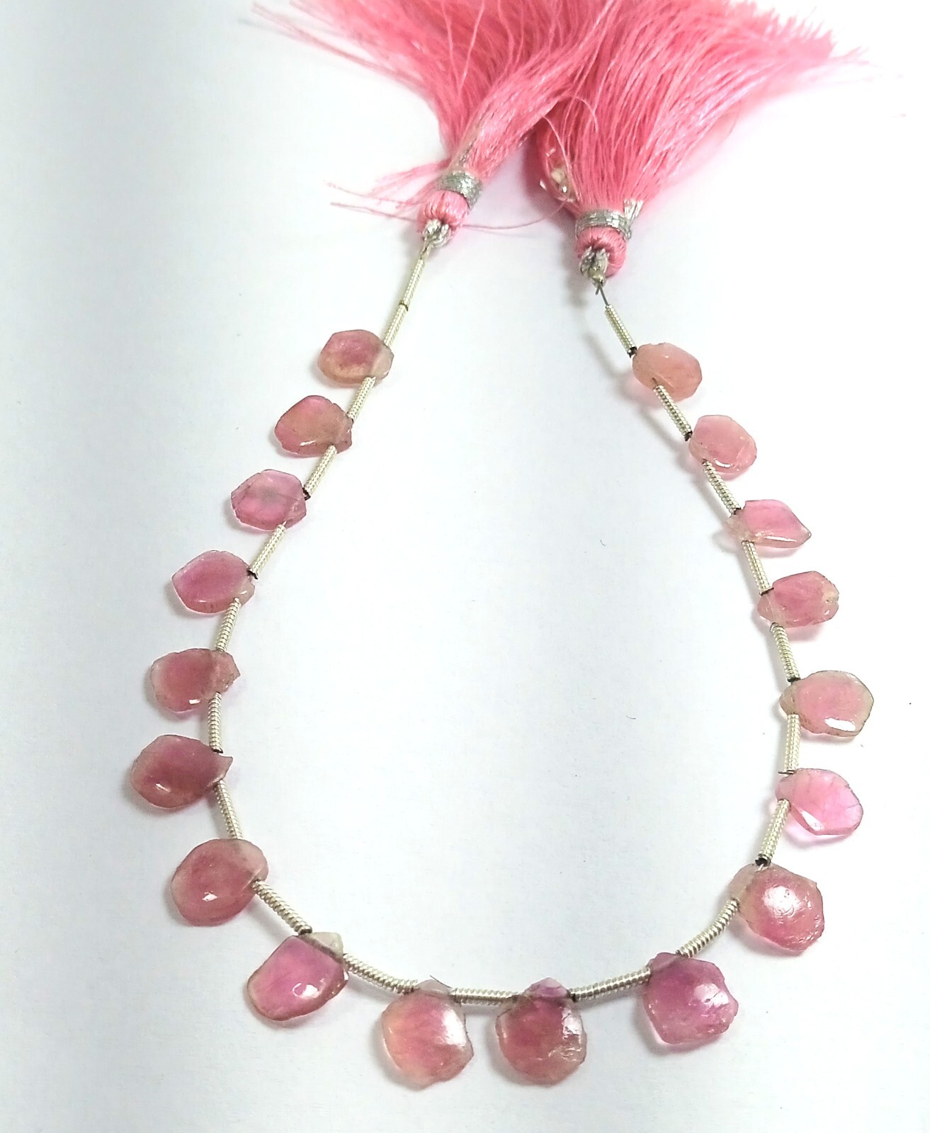 24 Ct 6×8-7×8.5 MM Natural Pink Color Tourmaline Smooth Slice 8 Inch Necklace