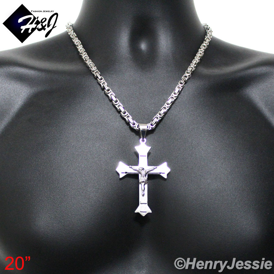18-40″Stainless Steel 6mm Silver Box Chain Necklace Bracelet Cross Pendant*MJ28