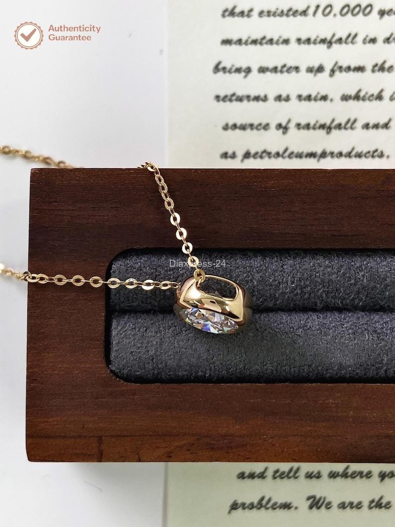 1CT Round Natural Diamond Pendant Necklace Special Gift For Her 14K Yellow Gold