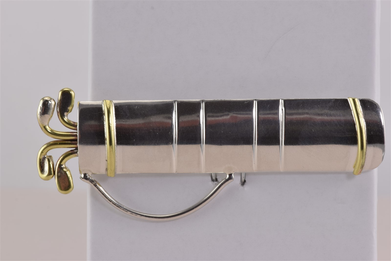 Sterling Silver & Brass 69mm x 15mm Golf Bag Clubs Mexico Pin Brooch