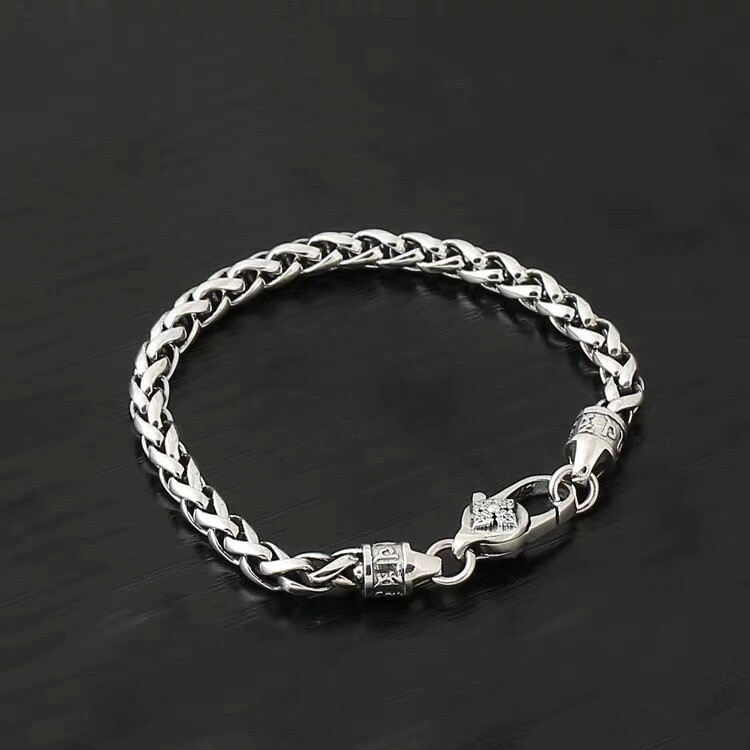 Real 925 Sterling Silver Chain Women Men 5mm Wheat Link Necklace Bracelet