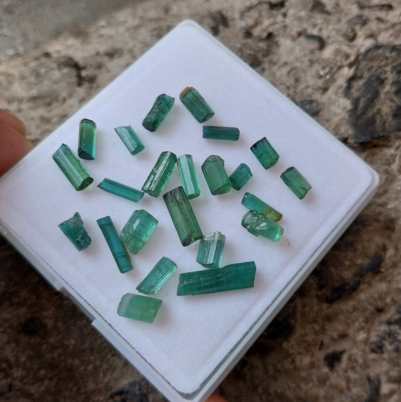 24 Carat Natural Greenish Blue Color Tourmaline Rough Pencil 23 PCS Lot