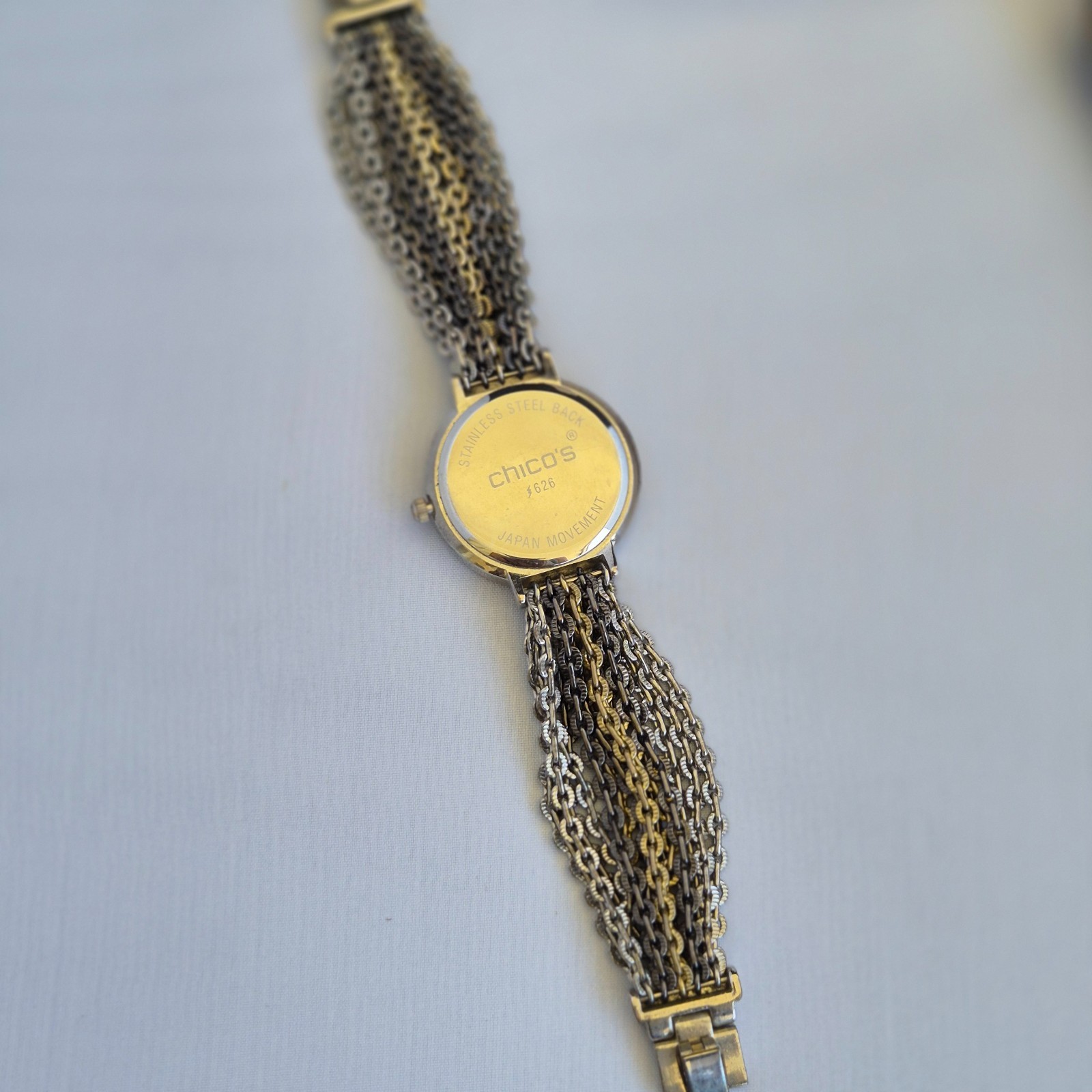 CHICO’S Two-Tone Quartz Analog Women’s Watch Sz. 7″ New Battery