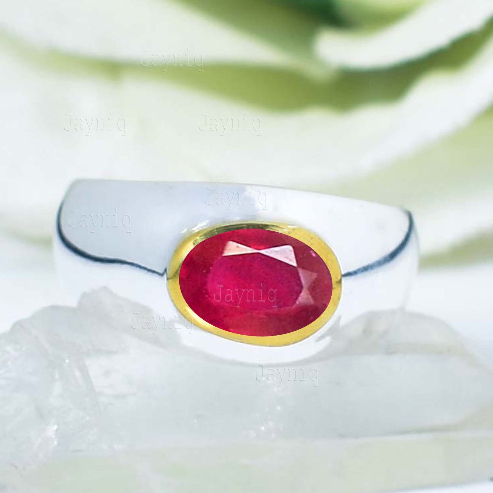 Pink Ruby Gemstone 925 Sterling Silver Handmade Two Tone Finish Ring For Women