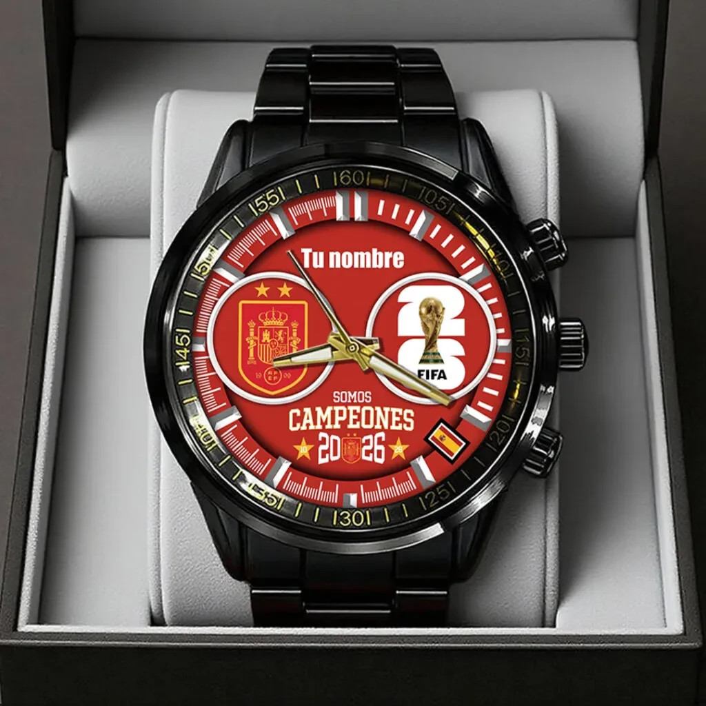 Spain 2026 World Cup Champions Black Stainless Steel Watch –345