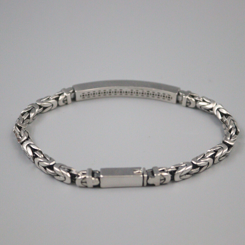 Solid 925 Sterling Silver 4mm Byzantine Link Chain Bracelet 8.26inch Special