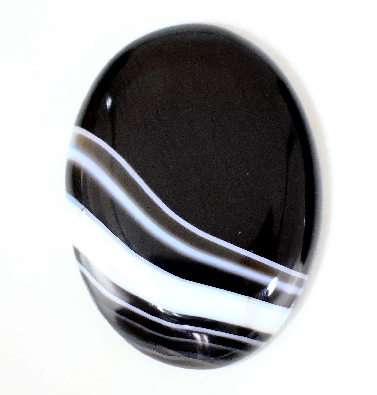 29 Ct 5X21X28 mm Natural Black Botswana Agate Oval Cabochon Gemstone HY-549