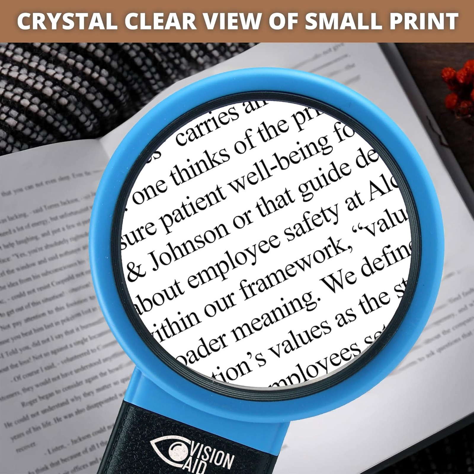 VisionAid 30X 10X Hands-Free Magnifying Glass with Stand, LED Lights, Loupe
