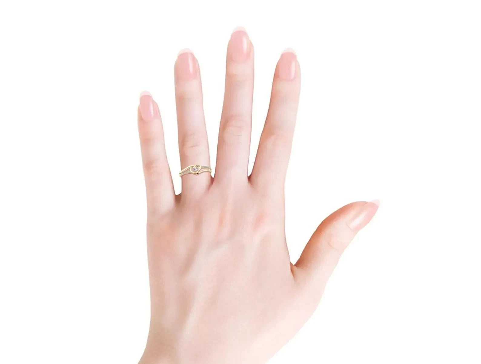 1.5Ct Round Lab Diamond Split Shank Heart Promise Ring in 14K Yellow Gold Plated