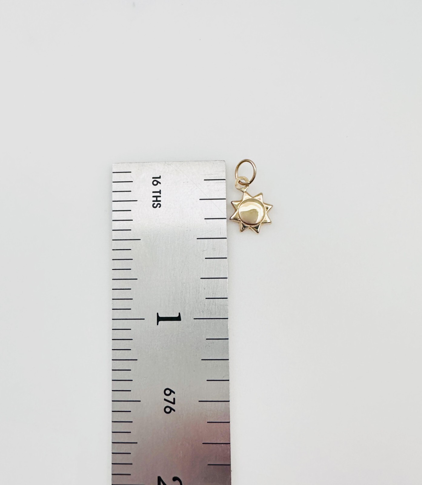 14K Solid Yellow Gold Mini/Petite Celestial Sun Charm Pendant .5x.3″ (13x7mm)