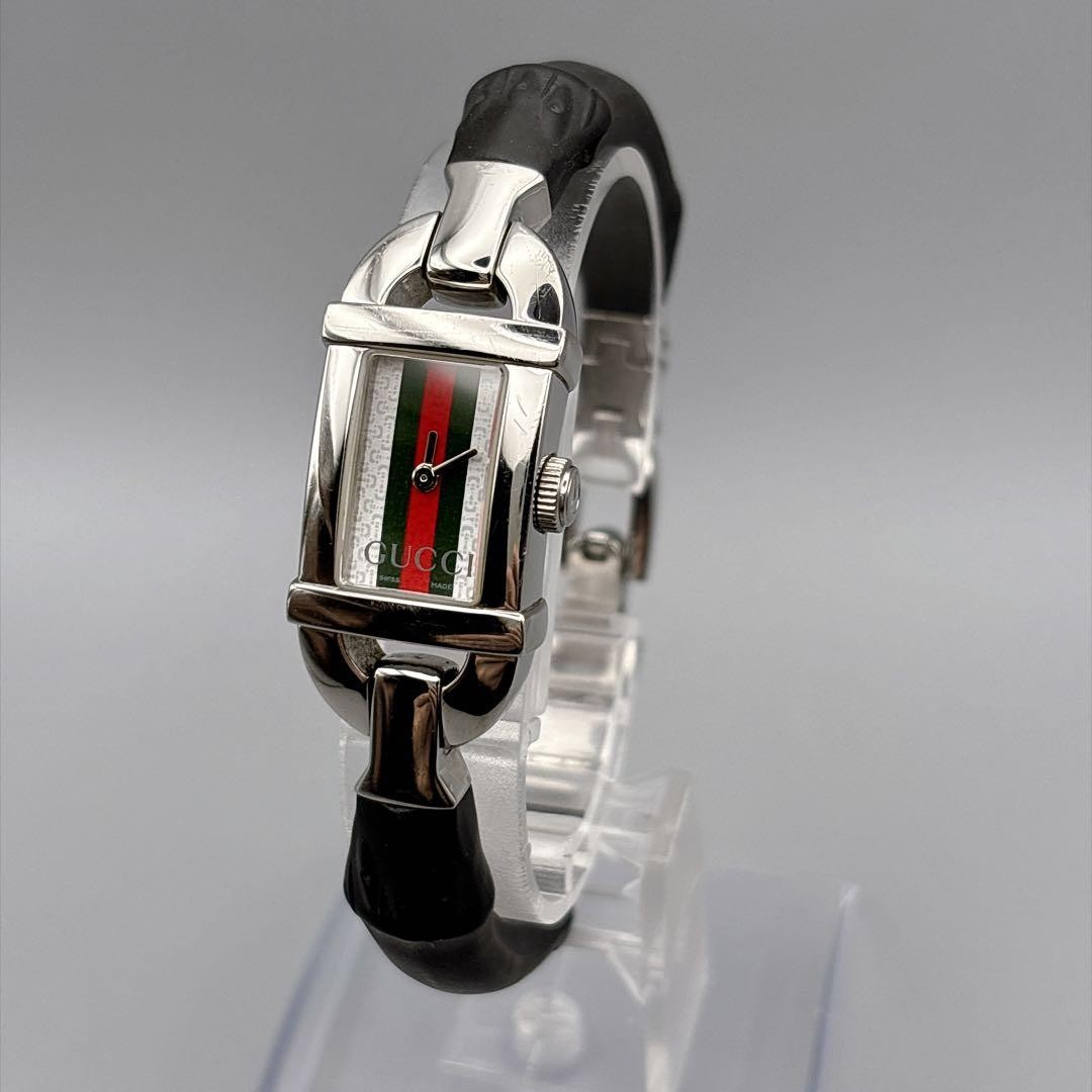 Gucci Watch 6800L Bamboo-Style Rubber Sherry Line Rare
