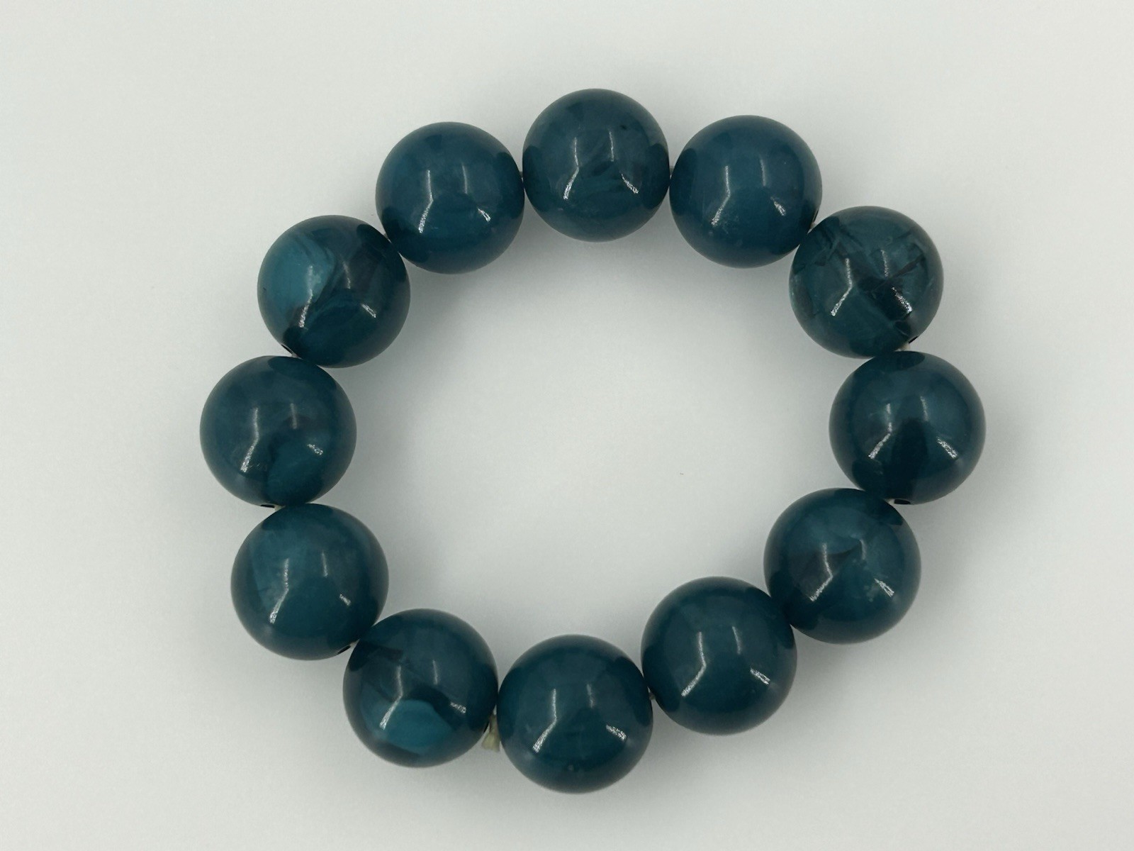 Vintage Dark Blue Green Swirl Acrylic Stretch Bracelet