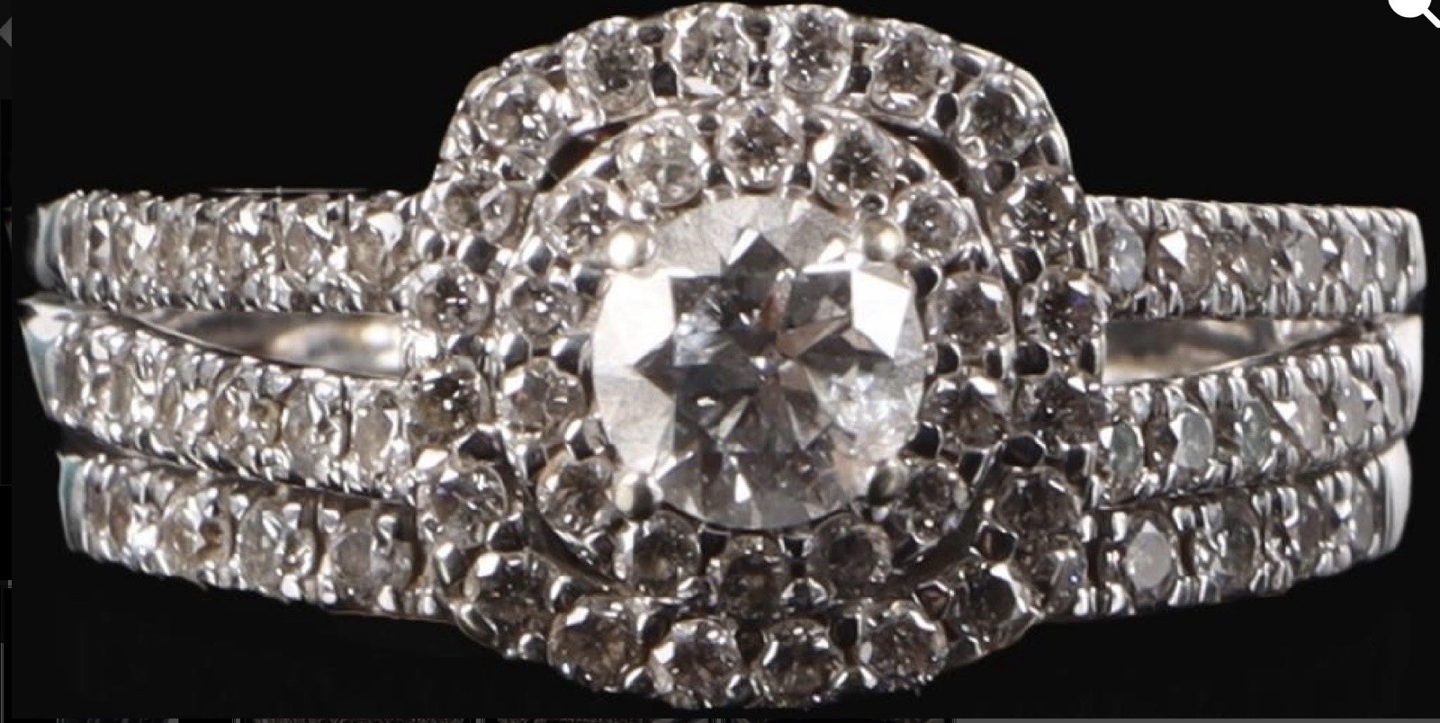 14k White Gold 2CTW Diamond Halo Ring