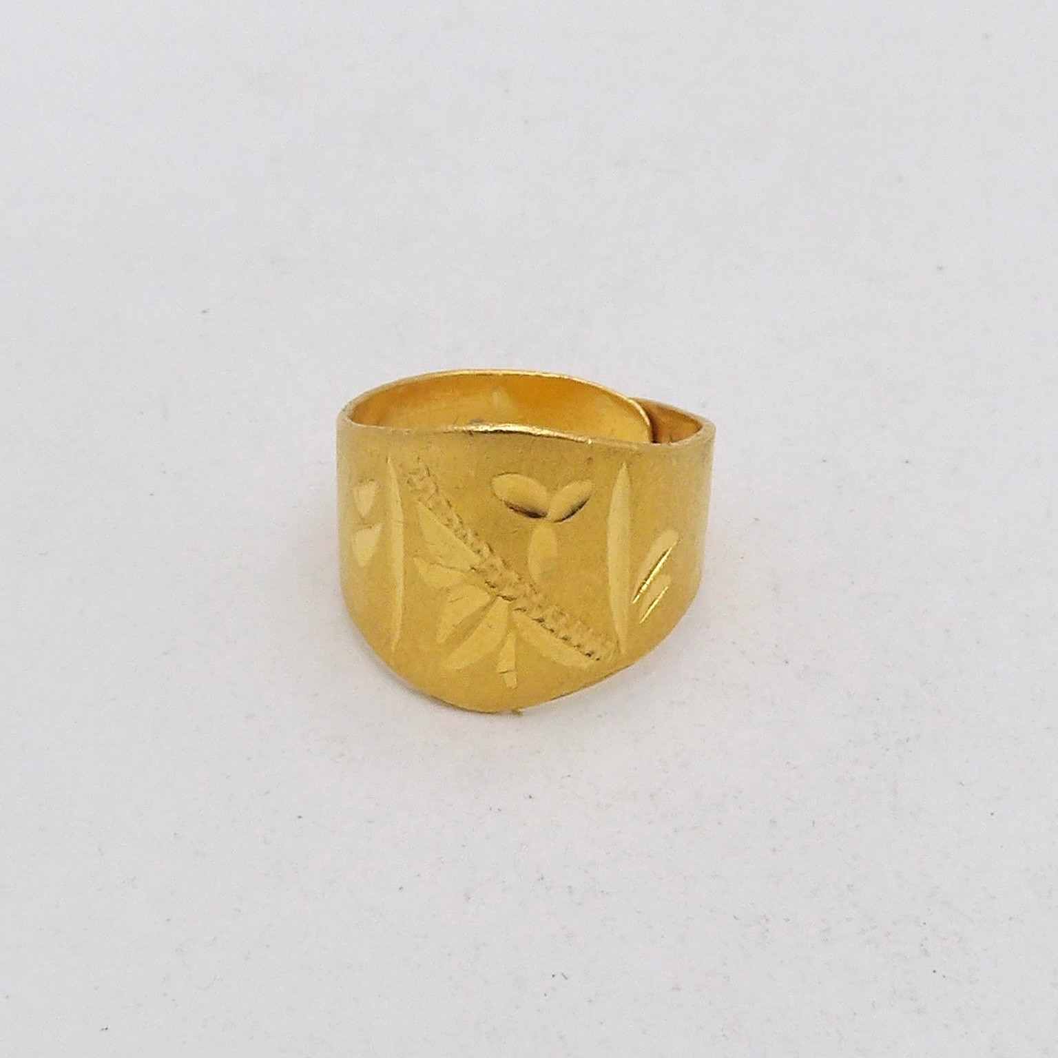Solid 24k Gold 999 Baby Child Ring Adjusts Size 1 to 6 Cigar Band Setting
