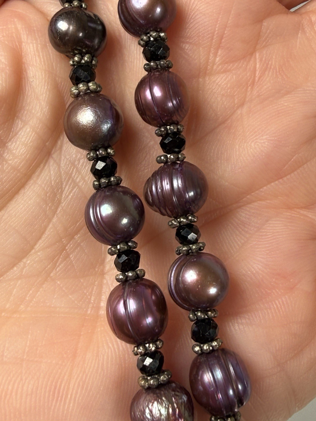 Vintage Carved Plum Blossom Agate Pendant Necklace Dyed Purple Freshwater Pearl