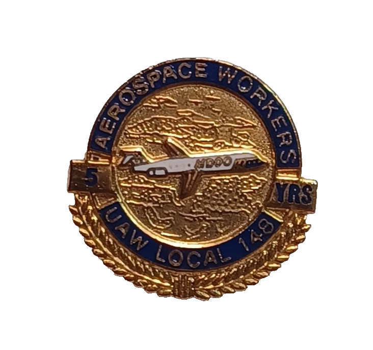 Aerospace Workers 5 Years UAW Local 148 Enamel Lapel Pin 3/4″ JRR33
