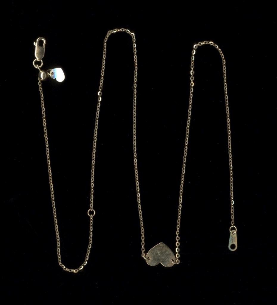 10K 1.62 Gram Solid Yellow Gold Heart Pendant & 16″ Adjustable Necklace Chain hg