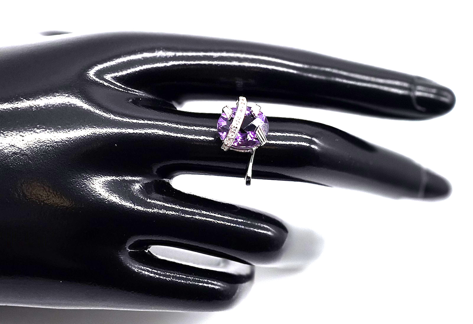 Women White Gold Rhodium Over Solid Sterling Silver 4.38 CTW Purple Amethyst