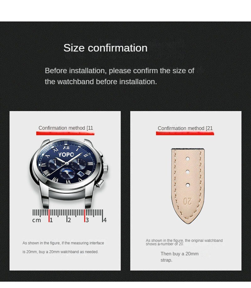 Premium Genuine Leather Watch Strap Butterfly Buckle Crocodile Grain Band12-24mm