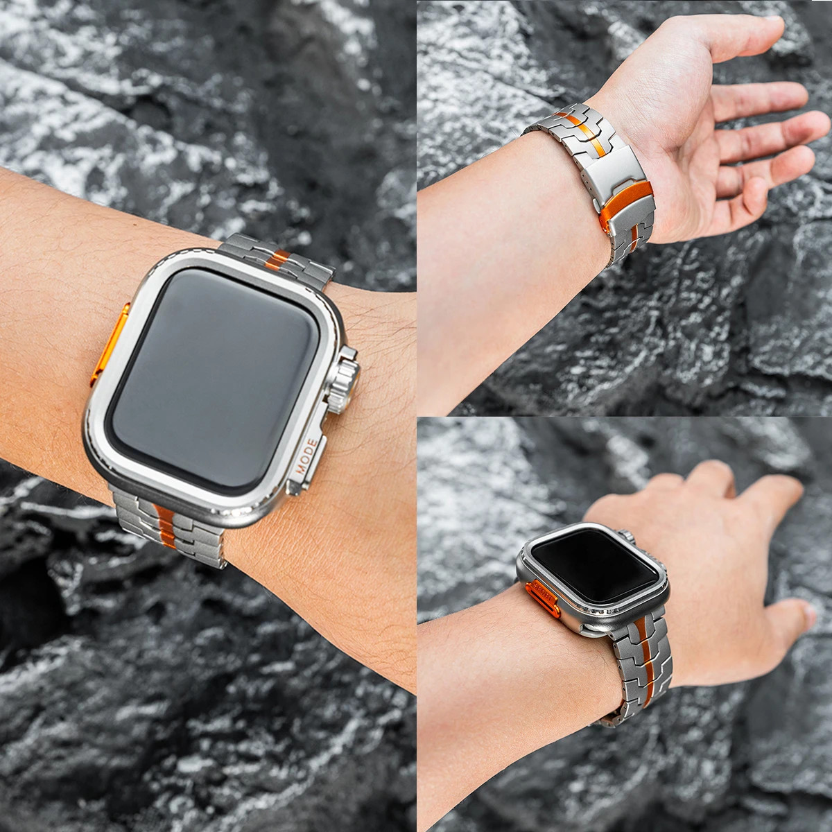 Luxury Titanium Metal Case Band For Apple Watch Ultra 3 49mm 11 10 9 8 7 6 5 SE