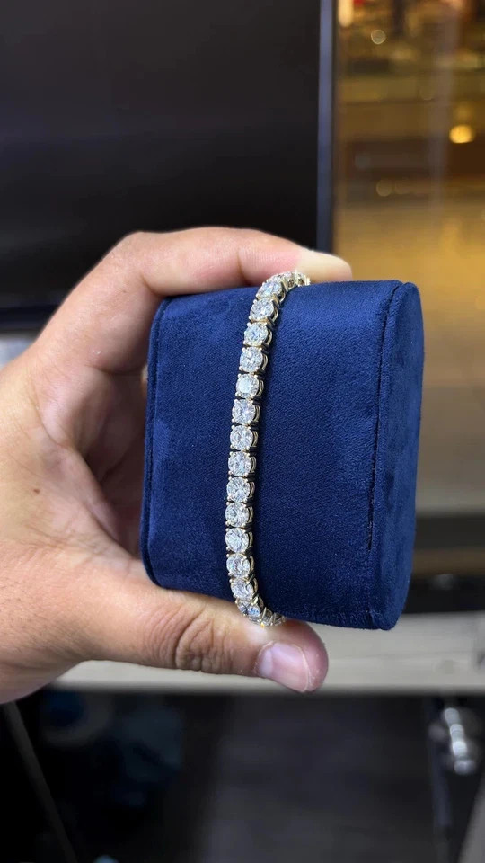 20Ct Round Cut Lab Created Diamond Tennis Bracelet 14K White Gold Plated Silver