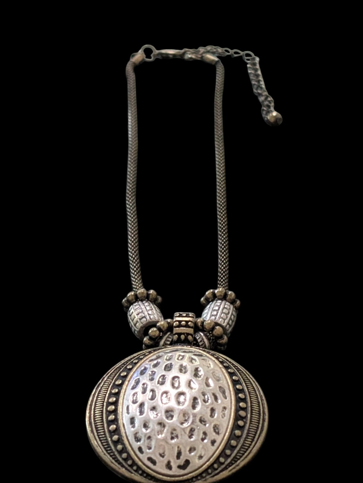 1928 Jewelry Co Mixed Metal Magnetic Hinged Enhancer Pendant Mesh Necklace Boho