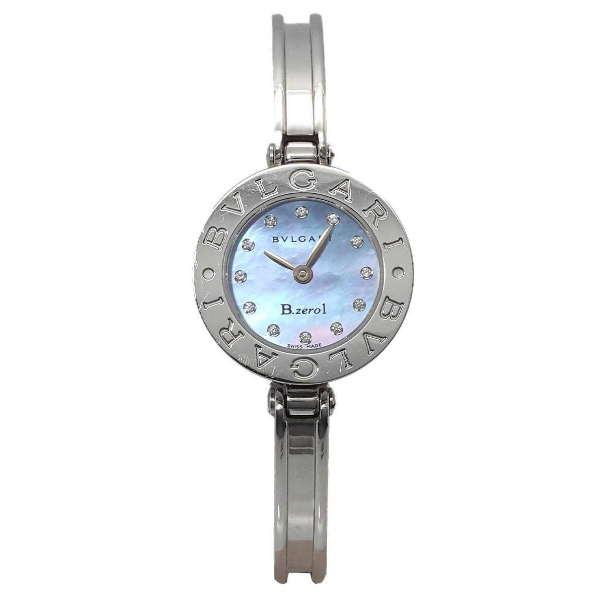 BVLGARI B-zero1 BZ23S 12P Diamond Quartz Blue shell Dial Ladies Watch 90332640