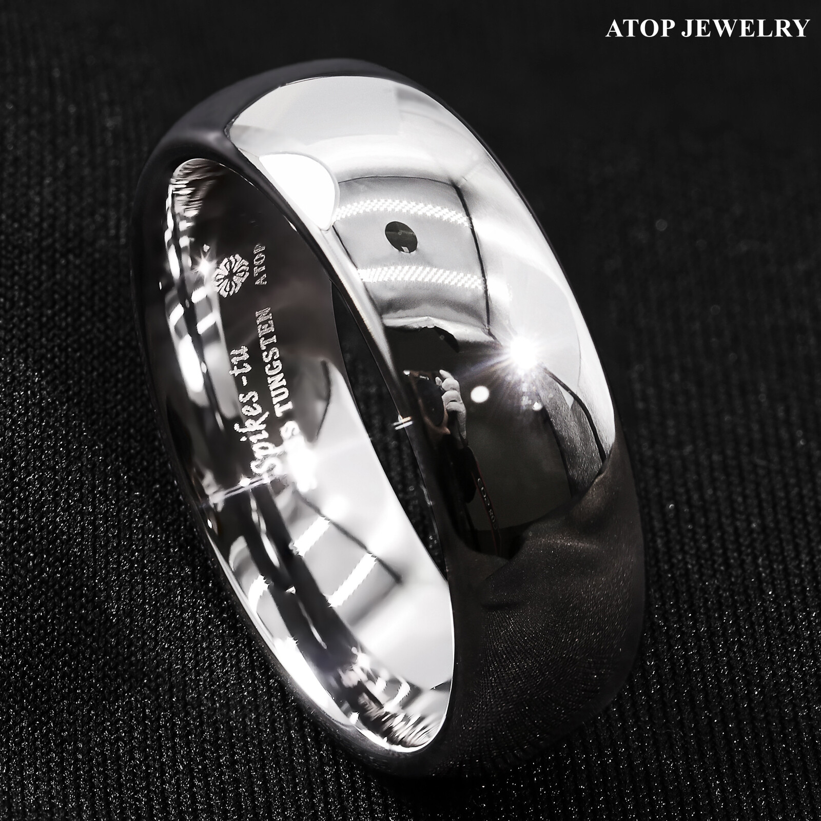 Tungsten Carbide Silver White Polish Dome Wedding Band Ring ATOP Men’s Jewelry