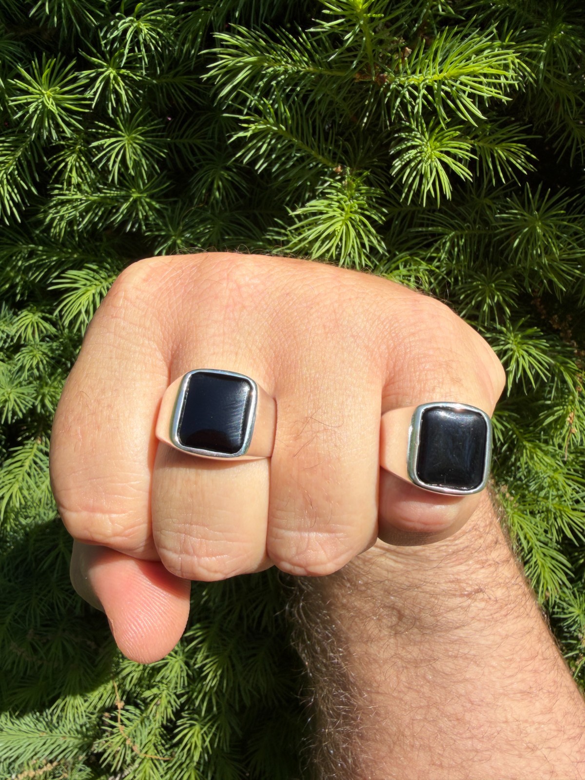 Handmade Men’s Black Onyx Ring in Real 925 Sterling Silver Natural Gem Stone