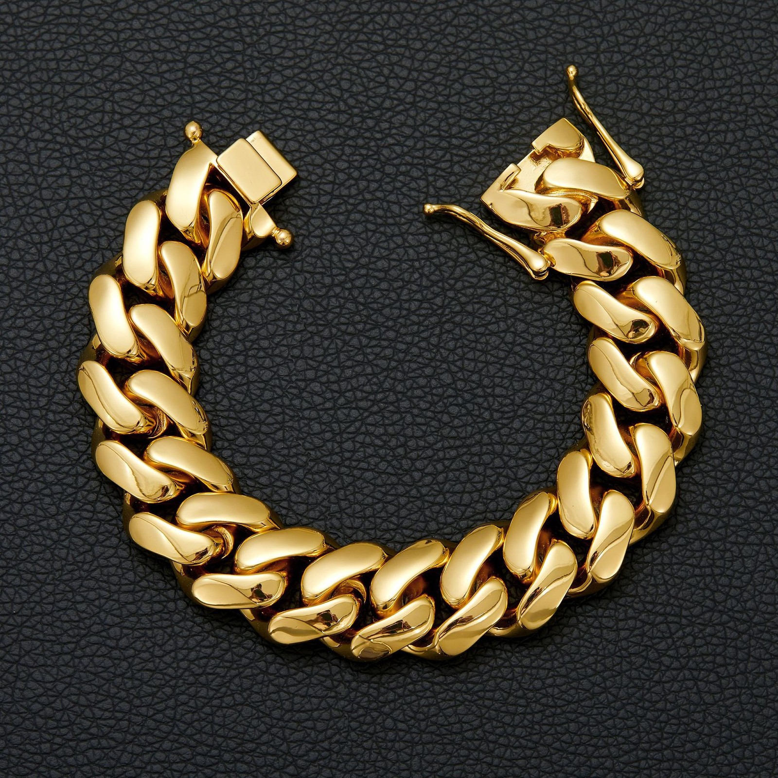 Miami Cuban Link Chain Necklace Bracelet 14K Gold Plated Stainless Steel 12-20MM