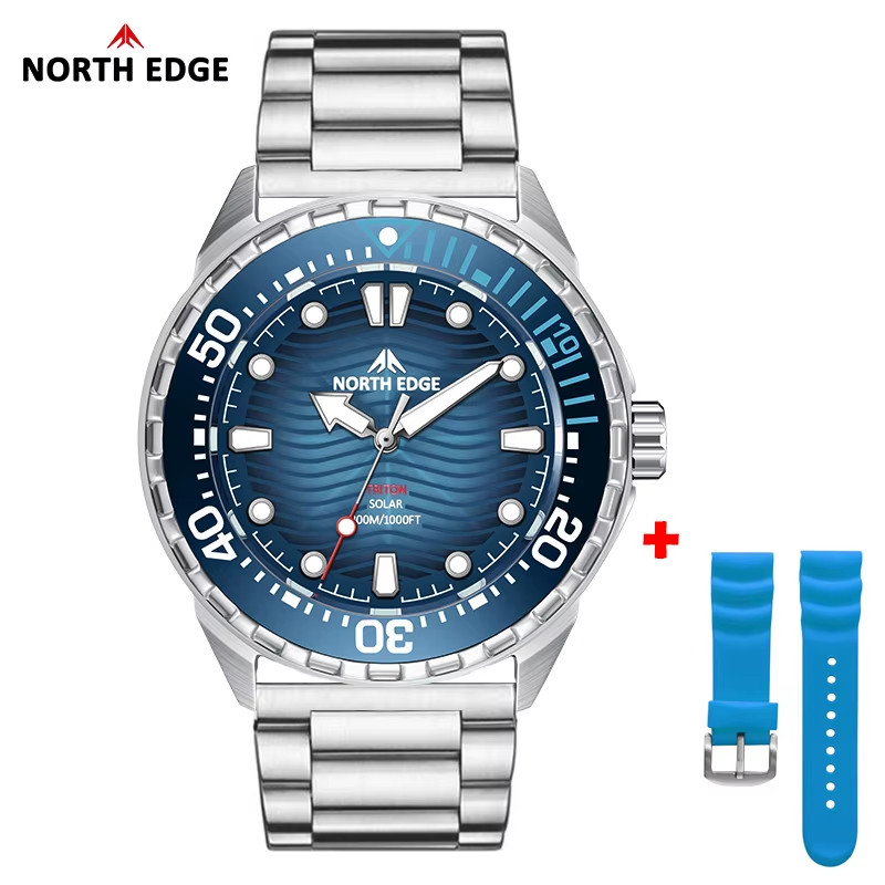 TRITON-TI Titanium Stainless Solar-Powered Diving Watch Luxury Quartz Watches fo