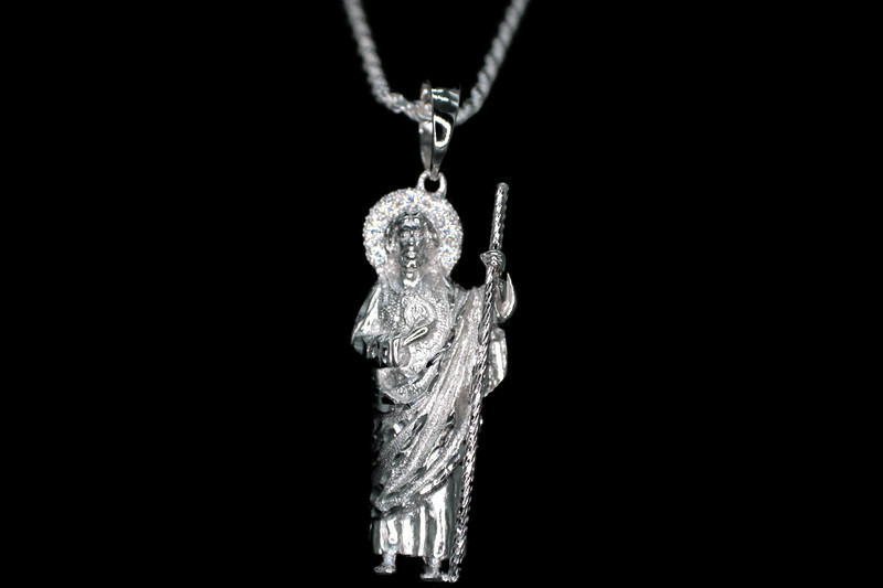 San Judas Medalla con Cadena 925 Plata Dije Juditas Torzal Torsal NUEVO