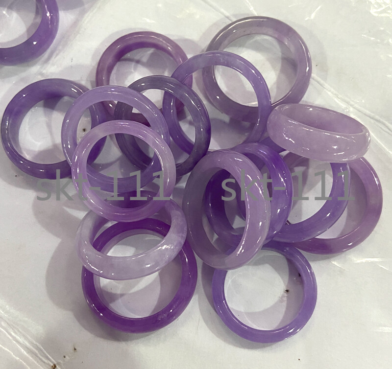 Natural Lavender A jade Jadeite 17-21mm Finger Circle Rings Women healing